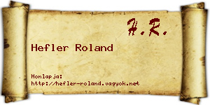 Hefler Roland névjegykártya